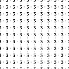 Square seamless background pattern from geometric shapes are different sizes and opacity. The pattern is evenly filled with big black number three symbols. Vector illustration on white background