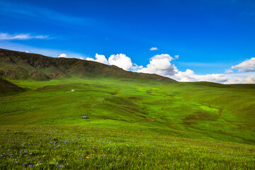 landscape with blue sky and clouds