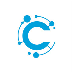Letter C LAN technology vector logo template