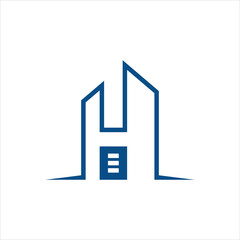 Letter H building vector logo template