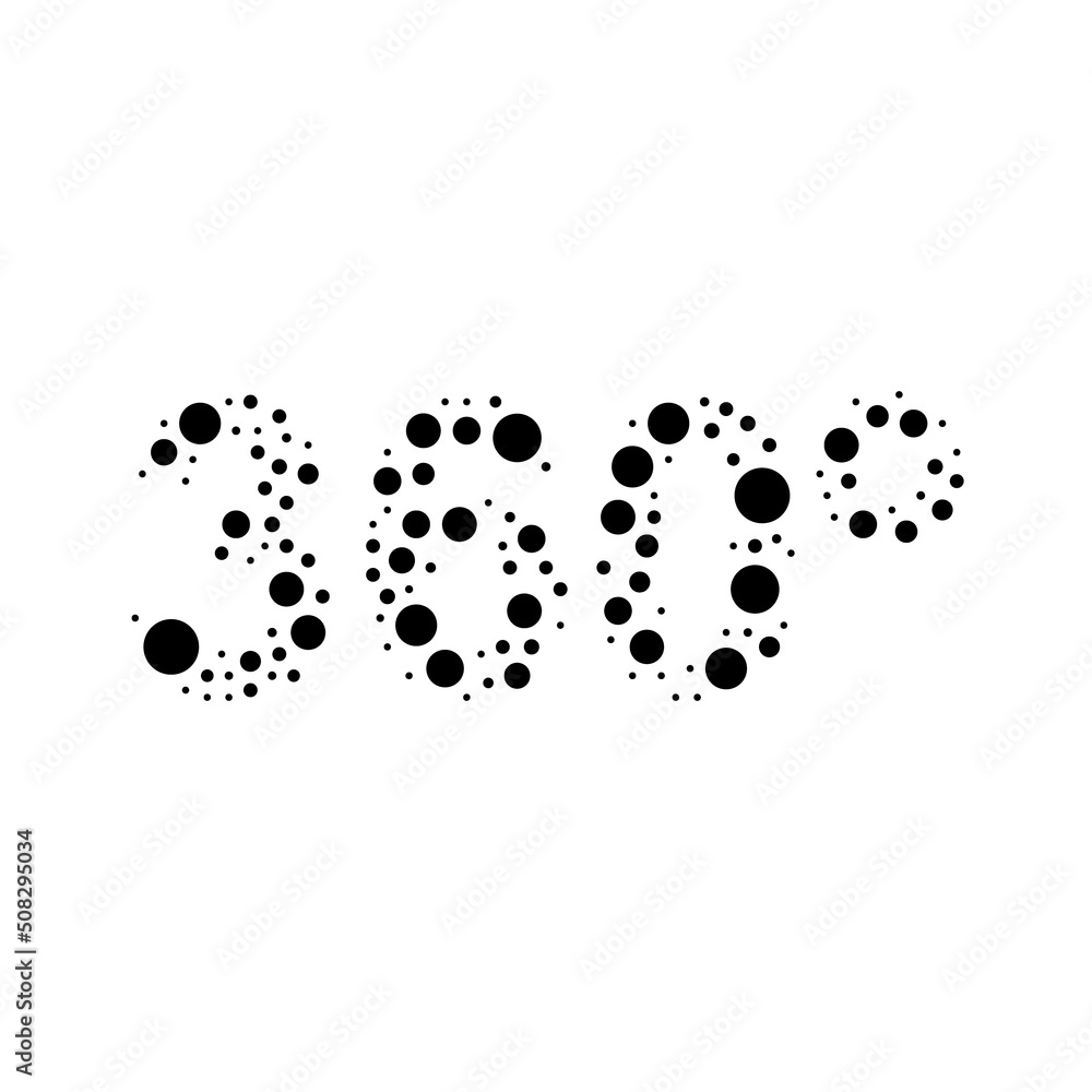 Poster a large 360 degree symbol in the center made in pointillism style. the center symbol is filled with 