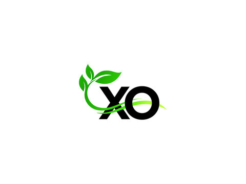 Simple XO Logo Design, Letter Xo ox Green Leaf Logo Icon Vector Image Design For any type of business