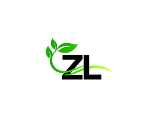Colorful ZL Logo Icon, Letter Zl lz Green Logo Image Design With green tree and leaf - obrazy, fototapety, plakaty