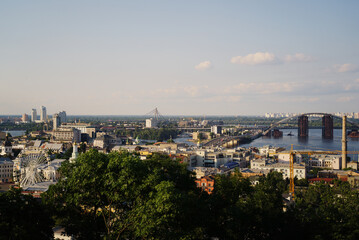 Fototapeta premium View of Dnipro river and Kyiv city, Ukraine.