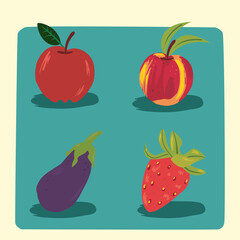 four flat fruits and vegetables