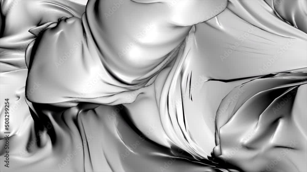 Poster animated 3d waving cloth texture, seamless loop. motion. smooth silk cloth surface with ripples and 