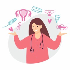 Vector illustration of a gynecologist doctor