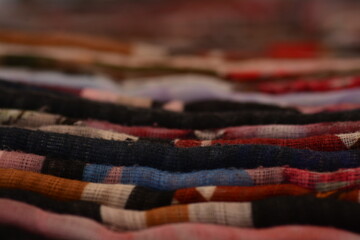 Fototapeta premium Multicolored fabrics and patterns on the market
