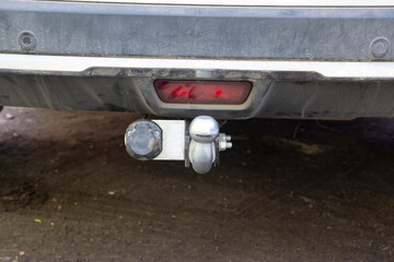 Tow bar on the car.Installing the towbar on the car.