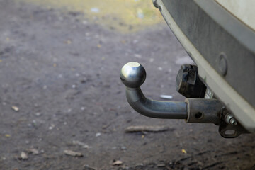 Tow bar on the car.Installing the towbar on the car.