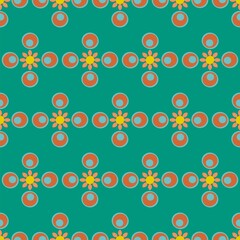 orange and green decorative art repeat vector pattern
