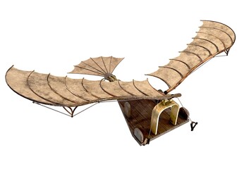 Aircraft, flying machine Leonardo do Vinci, wallpaper front view from the left