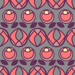 Cute art in orange and purple vector seamless pattern