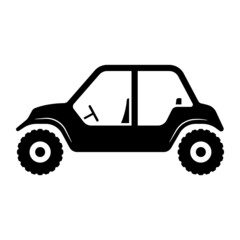 Buggy icon. Black silhouette. Side view. Vector simple flat graphic illustration. Isolated object on a white background. Isolate.