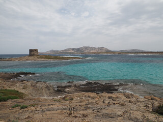 Sardinia Italy coast with ancient ruins and the sea