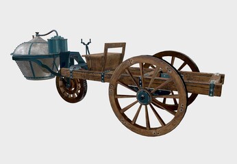 Fototapeta premium The world's first car, Kagnot's steam cart, rear right side view