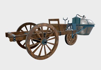 Fototapeta premium The world's first car, Kagnot's steam cart, side rear left view