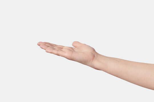 Begging female hand isolated on white