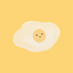 Scrambled Egg with Yellow Yolk Smiling Vector Illustration