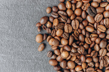 Coffee Beans Closeup On Dark Background