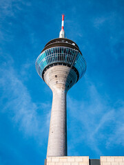 Communications tower with modern glass front