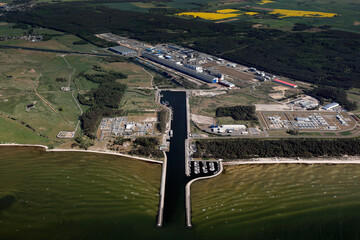 Lubmin, Hafen, Mecklenburg-Vorpommern, Deutschland, Luftaufnahme aus dem Flugzeug 