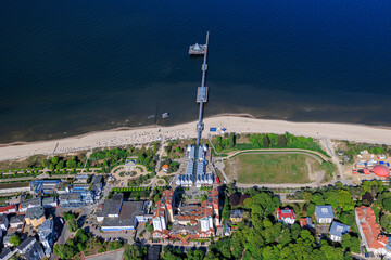 Seebad Heringsdorf, Insel Usedom, Mecklenburg-Vorpommern, Deutschland, Luftaufnahme aus dem Flugzeug 