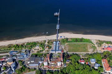 Deurstickers Heringsdorf, Duitsland Seebad Heringsdorf, Usedom-eiland, Mecklenburg-Voor-Pommeren, Duitsland, luchtfoto vanuit het vliegtuig