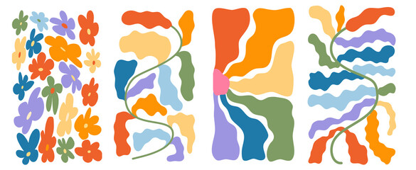 Vector collection of LGBTQ community symbols retro pride vibes with rainbow Pride month hand drawn concept Vector illustration