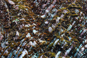 Layered rock texture, abstract stone mountain background