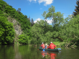 Fototapeta na wymiar Canoeing on the river