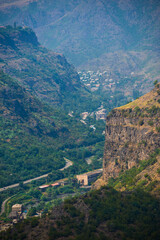 Fototapeta premium View from above on town Alaverdi, Armenia