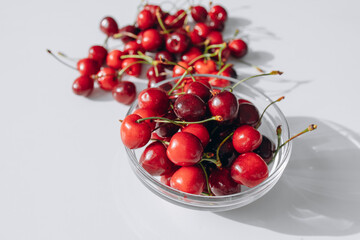 Fototapeta na wymiar Fresh Cherries on white background. Healthy food