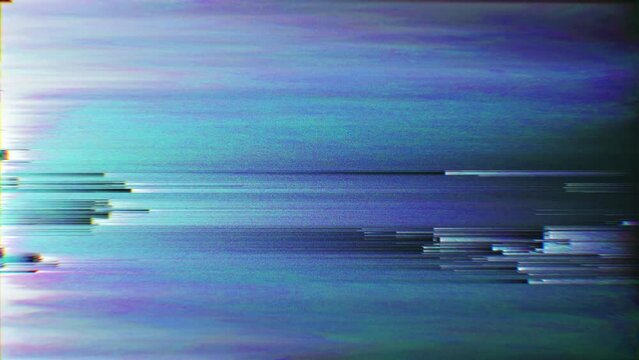 Abstract blue purple stripes bad signal connection glitch effect static vintage television