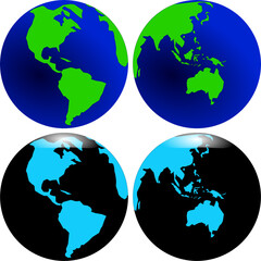 Vector globes showing earth with all continents. Vector digital world globe. world map vector