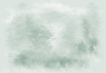 Forest silhouette background in fog horizontal orientation