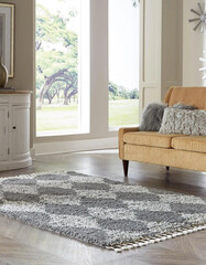 Modern geometric multicolour living area interior room rug texture design.