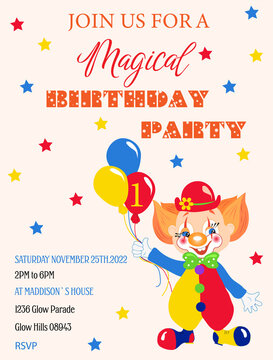 Children's birthday party invitation.Used for web design,illustration,posters,banners.