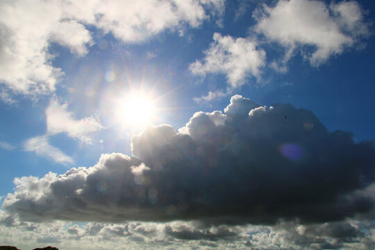 Dramatic Sky, Sun And Dark Clouds In Northern Jutland