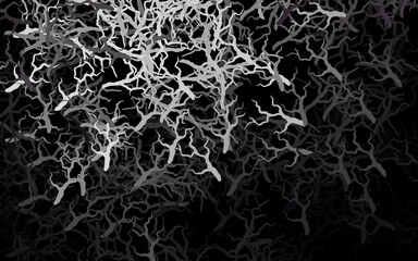 Dark Gray vector doodle backdrop with leaves, branches.