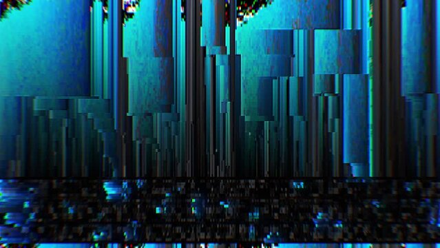 Artificial intelligence grid numbers glitch glowing effect cyberspace big data bad signal