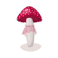 Mushroom icon isolated on white background. Cute fairy mushrooms. Template vector illustration for packaging, banner, card and other design. Food concept