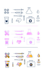 line web icon set vector illustration icons doctor, ambulance, cardiology, hospital on white background