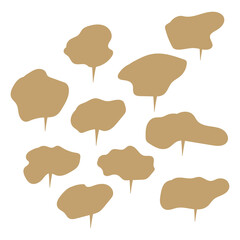 Set of color speech bubbles. Cartoon Vector illustration. Isolated on transparent white background. Hand draw style, dialog clouds