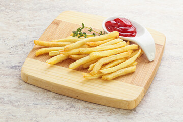 French fried potato over board