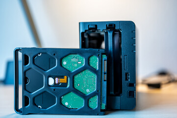 network attached storage NAS with a single bay pulled setup at a home office and remote work redundancy