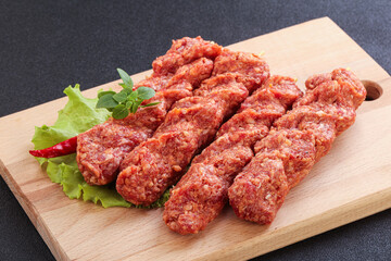 Raw beef kebab minced meat