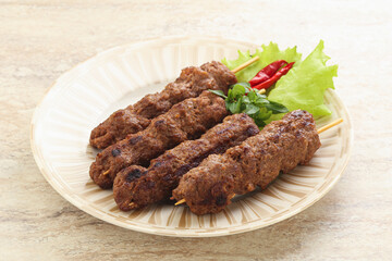 Beef kebab skewer minced meat