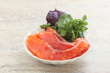 Sliced salmon fillet starter snack