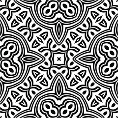 Abstract background with black and white mandala. Line art.Unique geometric vector swatch. Perfect for site backdrop, wrapping paper, wallpaper, textile and surface design. 